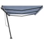 Toldo de pie retráctil manual azul y blanco 600x300 cm de , Toldos - Ref: Foro24-3069796, Precio: 634,54 €, Descuento: %