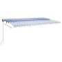 Toldo de pie retráctil manual azul y blanco 600x300 cm de , Toldos - Ref: Foro24-3069796, Precio: 634,54 €, Descuento: %