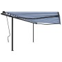 Manual retractable awning with blue and white poles 4.5x3 m by , Awnings - Ref: Foro24-3070156, Price: 482,20 €, Discount: %