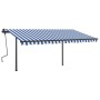 Manual retractable awning with blue and white poles 4.5x3 m by , Awnings - Ref: Foro24-3070156, Price: 482,20 €, Discount: %