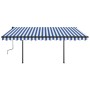 Toldo manual retráctil con postes azul y blanco 4,5x3 m de , Toldos - Ref: Foro24-3070156, Precio: 482,20 €, Descuento: %