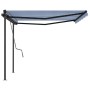 Manual retractable awning with blue and white poles 4.5x3 m by , Awnings - Ref: Foro24-3070156, Price: 482,20 €, Discount: %