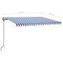 Toldo manual retráctil con postes azul y blanco 4,5x3 m de , Toldos - Ref: Foro24-3070156, Precio: 482,20 €, Descuento: %