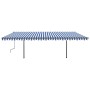 Toldo retráctil automático con postes azul y blanco 6x3 m de , Toldos - Ref: Foro24-3070196, Precio: 648,99 €, Descuento: %