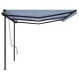 Toldo retráctil automático con postes azul y blanco 6x3 m de , Toldos - Ref: Foro24-3070196, Precio: 648,99 €, Descuento: %