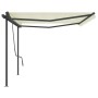 Toldo retráctil manual con postes color crema 5x3 m de , Toldos - Ref: Foro24-3070177, Precio: 609,99 €, Descuento: %