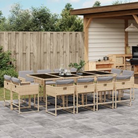 Garten-Essgruppe mit Kissen, 13-teilig, beiges synthetisches Rattan von , Gartensets - Ref: Foro24-3211404, Preis: 774,99 €, ...