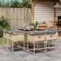 9-teiliges Garten-Essset mit beigen Kissen aus synthetischem Rattan von , Gartensets - Ref: Foro24-3211380, Preis: 440,62 €, ...