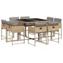 Set comedor de jardín 9 pzas con cojines ratán sintético beige de , Conjuntos de jardín - Ref: Foro24-3211380, Precio: 440,62...