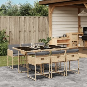 7-teiliges Garten-Essset mit beigen Kissen aus synthetischem Rattan von , Gartensets - Ref: Foro24-3211272, Preis: 432,99 €, ...