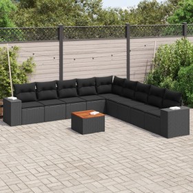 Gartensofa-Set 10-teilig mit schwarzen synthetischen Rattankissen von , Gartensets - Ref: Foro24-3225488, Preis: 623,71 €, Ra...