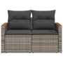 Garden sofa with cushions 2 seater gray synthetic rattan by , Outdoor sofas - Ref: Foro24-366128, Price: 162,22 €, Discount: %