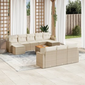 Set de sofás de jardín 11pzas con cojines ratán sintético beige de , Sofás modulares de exterior - Ref: Foro24-3224343, Preci...