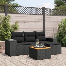 5-teiliges Gartenmöbel-Set und schwarze synthetische Rattankissen von , Gartensets - Ref: Foro24-3257742, Preis: 356,66 €, Ra...