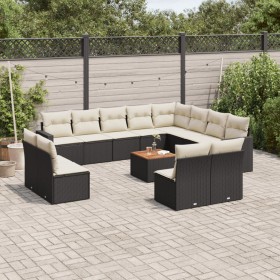 Garden sofa and cushion set 13 pieces black synthetic rattan by , Modular outdoor sofas - Ref: Foro24-3224369, Price: 741,26 ...