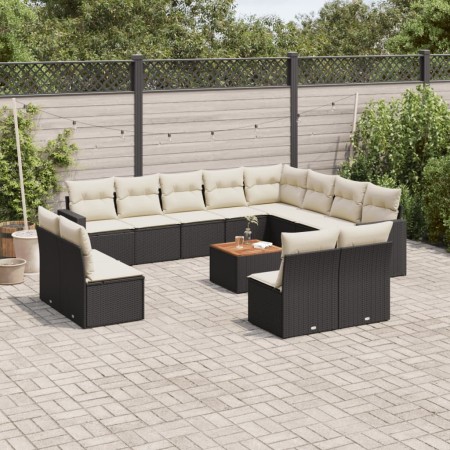 Gartensofa- und Kissenset 13-teilig aus schwarzem synthetischem Rattan von , Modulare Sofas für den Außenbereich - Ref: Foro2...