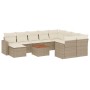 Set de sofás de jardín 11pzas con cojines ratán sintético beige de , Sofás modulares de exterior - Ref: Foro24-3224413, Preci...