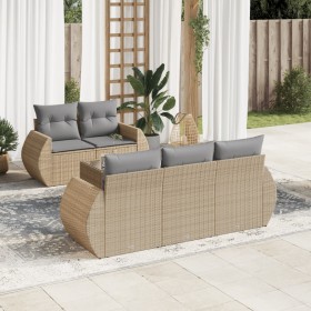 Gartensofa-Set mit Kissen, 6-teilig, beiges synthetisches Rattan von , Gartensets - Ref: Foro24-3253436, Preis: 508,99 €, Rab...