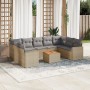 Gartensofa-Set mit beigen Kissen, 10-teilig, synthetisches Rattan von , Modulare Sofas für den Außenbereich - Ref: Foro24-322...