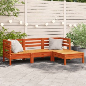 3 seater garden sofa with wax brown pine wood footrest by , Modular outdoor sofas - Ref: Foro24-838058, Price: 163,96 €, Disc...