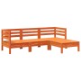 3-Sitzer-Gartensofa mit Fußstütze aus wachsbraunem Kiefernholz von , Modulare Sofas für den Außenbereich - Ref: Foro24-838058...