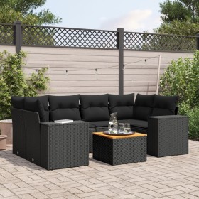 7-teiliges Garten-Essset und schwarze Kissen aus synthetischem Rattan von , Gartensets - Ref: Foro24-3257672, Preis: 506,22 €...