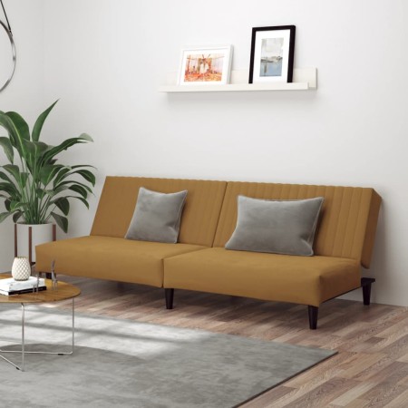 Brown velvet 2-seater sofa bed by , Sofas - Ref: Foro24-375934, Price: 212,44 €, Discount: %