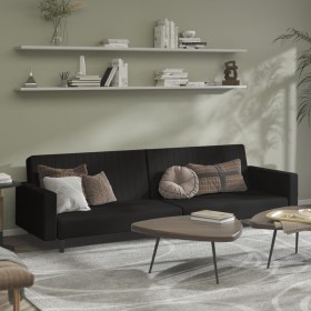 2-seater black velvet sofa bed by , Sofas - Ref: Foro24-375943, Price: 242,81 €, Discount: %