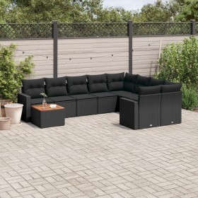 Gartensofa-Set 10-teilig mit schwarzen synthetischen Rattankissen von , Modulare Sofas für den Außenbereich - Ref: Foro24-322...