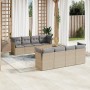 9-teiliges Gartensofa-Set mit beigen synthetischen Rattankissen von , Gartensets - Ref: Foro24-3223525, Preis: 568,99 €, Raba...