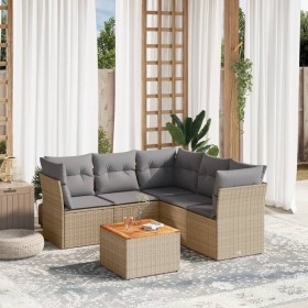 Gartensofa-Set mit Kissen, 6-teilig, beiges synthetisches Rattan von , Gartensets - Ref: Foro24-3223637, Preis: 393,93 €, Rab...