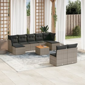 Set de sofás de jardín 10 pzas con cojines ratán sintético gris de , Conjuntos de jardín - Ref: Foro24-3223862, Precio: 545,3...