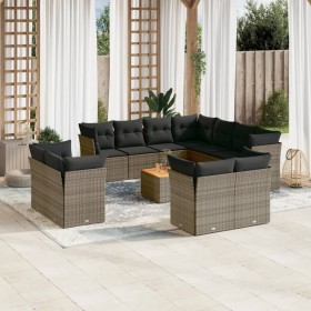 12-teiliges Gartensofa-Set mit grauen synthetischen Rattankissen von , Gartensets - Ref: Foro24-3223946, Preis: 851,97 €, Rab...