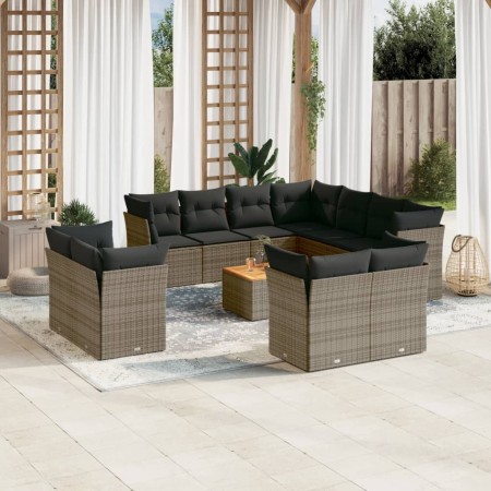 12-teiliges Gartensofa-Set mit grauen synthetischen Rattankissen von , Gartensets - Ref: Foro24-3223946, Preis: 834,99 €, Rab...