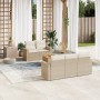 Gartensofa-Set mit Kissen, 6-teilig, beiges synthetisches Rattan von , Gartensets - Ref: Foro24-3224007, Preis: 497,49 €, Rab...