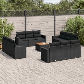 Garden sofa and cushion set 13 pieces black synthetic rattan by , Garden sets - Ref: Foro24-3224053, Price: 853,99 €, Discoun...