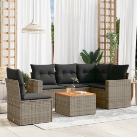 6-piece garden furniture set and gray synthetic rattan cushions by , Garden sets - Ref: Foro24-3224128, Price: 390,03 €, Disc...