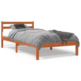 Wax brown solid pine wood bed frame 75x190 cm by , Beds and slatted bases - Ref: Foro24-844137, Price: 50,44 €, Discount: %