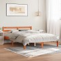 Estructura de cama madera maciza pino marrón cera 135x190 cm de , Camas y somieres - Ref: Foro24-844140, Precio: 90,23 €, Des...