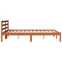 Estructura de cama madera maciza pino marrón cera 135x190 cm de , Camas y somieres - Ref: Foro24-844140, Precio: 90,23 €, Des...