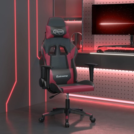 Silla gaming de masaje cuero sintético negro y rojo vino tinto de , Sillones para videojuegos - Ref: Foro24-345452, Precio: 1...