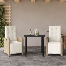 Garden chairs and table 3 pieces synthetic rattan beige cushion by , Garden sets - Ref: Foro24-3212577, Price: 363,99 €, Disc...