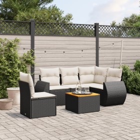 6-teiliges Gartensofa-Set und schwarze synthetische Rattankissen von , Gartensets - Ref: Foro24-3257337, Preis: 406,92 €, Rab...