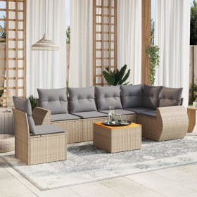 7-teiliges Gartensofa-Set und beigefarbene synthetische Rattankissen von , Gartensets - Ref: Foro24-3257361, Preis: 501,05 €,...