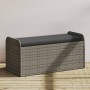 Storage bench with gray synthetic rattan cushion 115x51x52 cm by , garden benches - Ref: Foro24-365728, Price: 135,30 €, Disc...