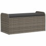 Storage bench with gray synthetic rattan cushion 115x51x52 cm by , garden benches - Ref: Foro24-365728, Price: 135,30 €, Disc...