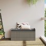 Storage bench with gray synthetic rattan cushion 115x51x52 cm by , garden benches - Ref: Foro24-365728, Price: 135,30 €, Disc...