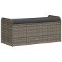 Storage bench with gray synthetic rattan cushion 115x51x52 cm by , garden benches - Ref: Foro24-365728, Price: 135,30 €, Disc...