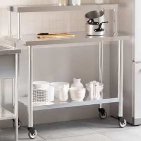 Kitchen work table with stainless steel shelf 110x55x120cm by , Restoration - Ref: Foro24-3208898, Price: 256,99 €, Discount: %