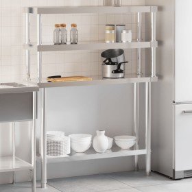 Kitchen work table with stainless steel shelf 110x30x150cm by , Restoration - Ref: Foro24-3208902, Price: 259,99 €, Discount: %